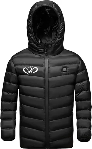 Vista 2 de Chaqueta térmica para niños y niñas, abrigo cálido con capucha para niños y niñas, calentador eléctrico de cuerpo con carga USB