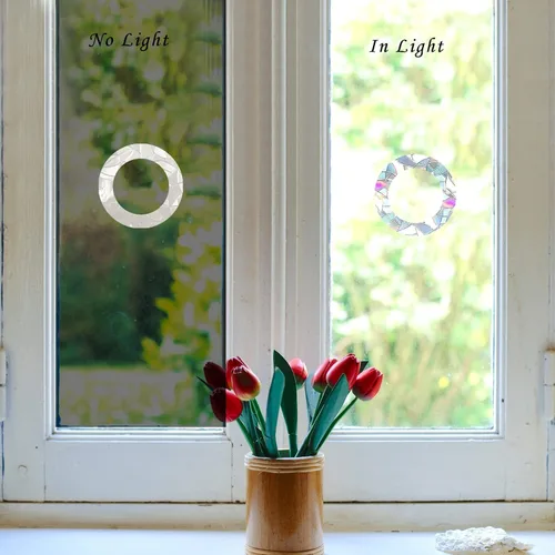 Vista 2 de Calcomanías estáticas para ventana de anillo y círculo, anticolisión, para ataques de pájaros, calcomanías de conciencia de cristal, para evitar que