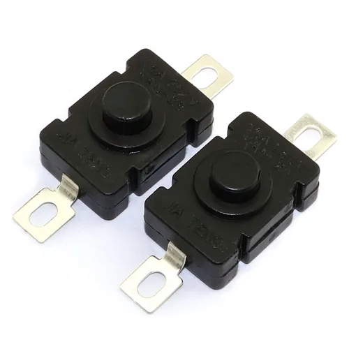 Vista 5 de Interruptor de botón autobloqueante KAN-28 para linterna SMD tipo ON-Off Mini interruptor (pin doblado con agujero)