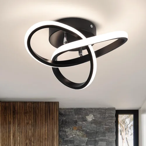 Vista 18 de CANEOE Moderna lámpara LED de techo, luz diurna blanca de 4500 K, lámpara de techo semiempotrada para dormitorio, baño, cocina, balcón, lavandería
