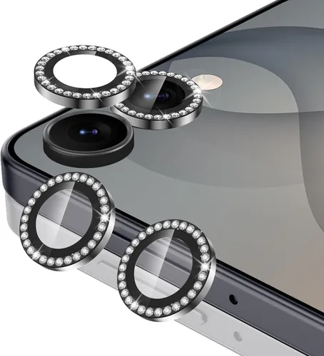 Vista 46 de Casetego Protector de lente de cámara para Galaxy Z Fold 8, [Diseño de purpurina mejorado], [Fuerte adherencia], lente de vidrio templado 9H negro