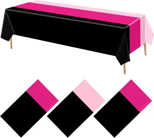 Vista 26 de 3 manteles desechables de plástico, color blanco, rosa intenso