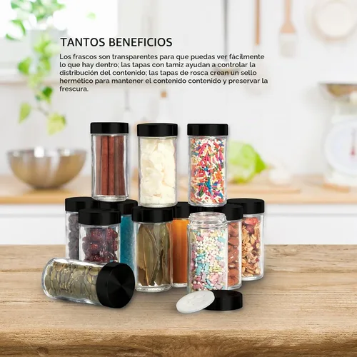 Vista 2 de Kamenstein 5244227 Tarros vacíos con tapa negra, juego de 12, 3 onzas Negro