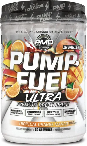 Vista 14 de PMD Sports Pump Fuel All in Insanity, Polvo Pre-Entreno Definitivo y Bomba Muscular, Energía de Máxima Fuerza, Concentración, Resistencia