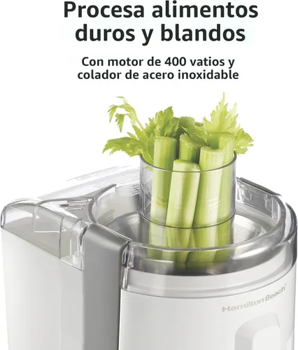 Vista 4 de Hamilton Beach HealthSmart Máquina Exprimidora, Extractor Centrífugo Compacto, Canal de Alimentación de 2.4" para Frutas y Verduras, Fácil de Blanco
