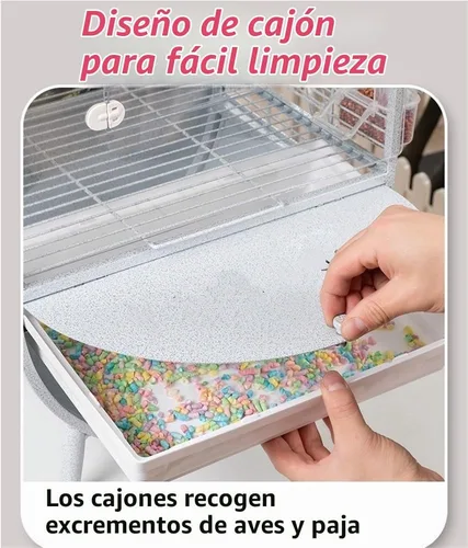 Vista 4 de DomeTop - Jaula para loros de hierro forjado, jaula para loros interiores, pajarero con puerta transparente, para loros pequeños, periquitos y Negro