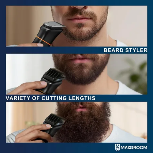 Vista 10 de MAXGROOM - Cortadora de barba 6 en 1 para hombres, afeitadora eléctrica inalámbrica impermeable, kit de aseo para bigote, cabello, cara, nariz