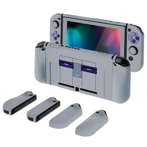 Vista 64 de PlayVital AlterGrips Ergonomic Grips Cover for Nintendo Switch, [2 Design] Interchangeable Comfort Dockable Protective Case with Screen Protector &