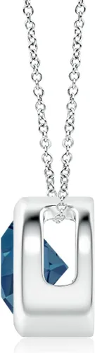 Vista 2 de Angara Natural London Blue Topaz Solitaire Pendant Necklace for Women, Girls in Sterling Silver14K Solid GoldPlatinum December Birthstone Jewelry