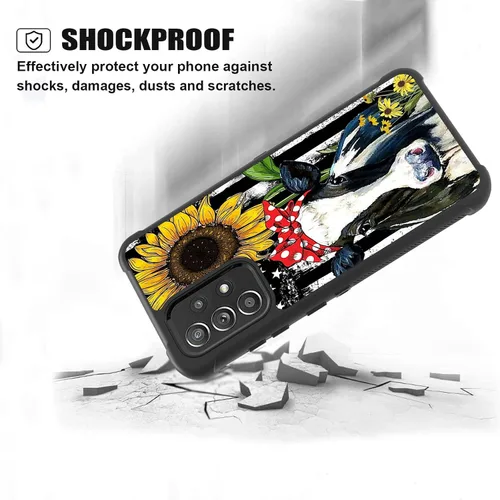 Vista 2 de Funda para Galaxy A52, resistente 3 en 1 híbrida de policarbonato duro y silicona suave a prueba de golpes, funda protectora para Samsung Galaxy A52