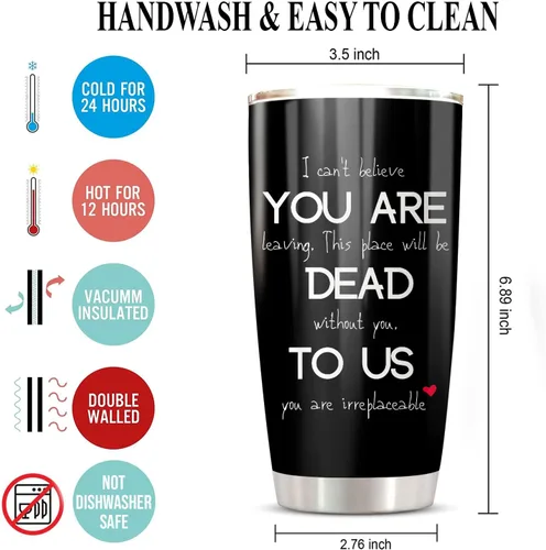 Vista 6 de CHICKOR Vaso térmico de 20 onzas con tapa con texto en inglés "You Are Dead To Us", regalo de despedida para empleados gerentes de trabajo, regalos