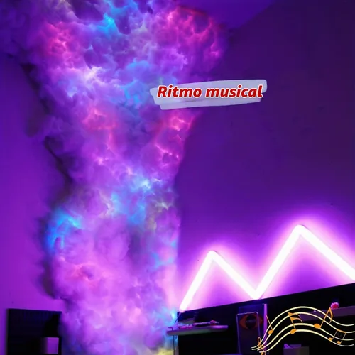 Vista 4 de Luz de Nube Multicolor con Rayos Cambiantes, Luz LED 3D de Nube de Tormenta de Algodón con Rayos, Luz Nocturna de Ambiente Colorida, Luces de Nube