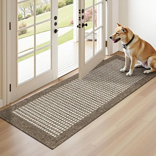 Vista 11 de Ileading Tapete para puerta de interior de 24 x 36 pulgadas, absorbente para perros, tapete de bajo perfil para entrada pequeño con respaldo de goma