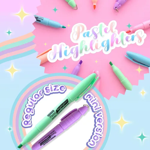 Vista 2 de BAZIC PRODUCTS Resaltadores pastel surtidos, estilo bolígrafo, clip de bolsillo, punta de cincel, 5 unidades, tinta pastel de secado rápido