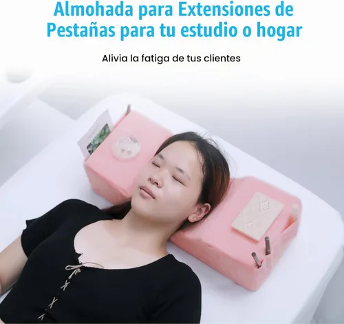 Vista 7 de Cómoda almohada de cuello de extensión de pestañas, almohada de contorno de cuello de espuma viscoelástica para apoyo para dormir, almohada de Rosa