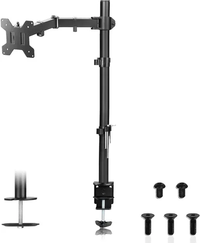 Vista 9 de Suptek Soporte para monitor LED LCD de escritorio resistente, totalmente ajustable para 1 / una pantalla de hasta 27 pulgadas Negro