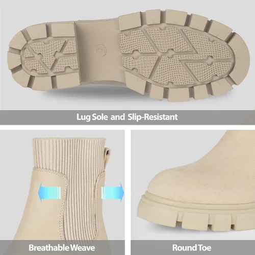 Vista 3 de Athlefit Chelsea - Botines de plataforma para mujer, con tacón grueso y elástico
