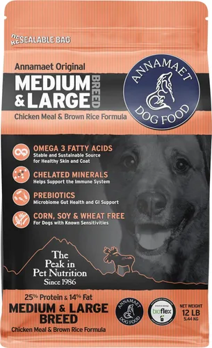 Vista 9 de Annamaet Alimento seco original para perros de fórmula de raza mediana y grande, 25% de proteínas (pollo y arroz integral) – Bolsa de 5 libras