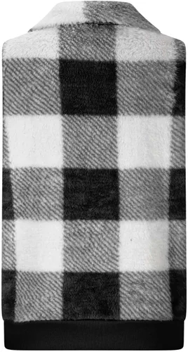 Vista 4 de Chaleco de forro polar a cuadros para mujer, casual, mullido, sin mangas, mullido, con cremallera, chaqueta cálida