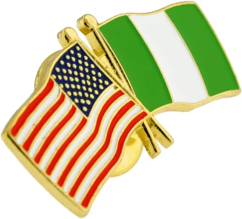 Vista 107 de PinMart Pin de solapa esmaltado con bandera de la amistad cruzada de Estados Unidos y el mundo