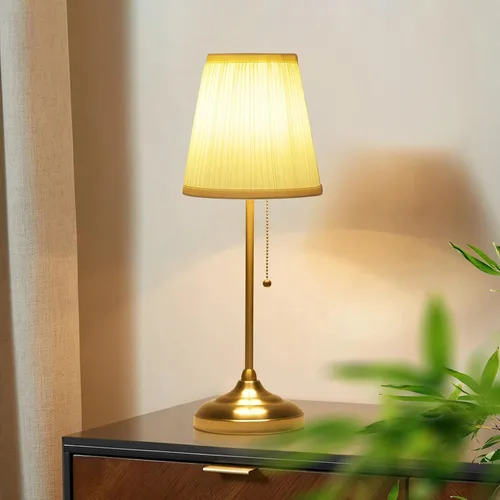Vista 10 de Lámpara de mesa moderna de cabecera, lámpara de cabecera pequeña, lámpara de mesita de noche para dormitorio con pantalla de tela y acabado