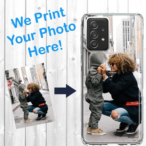 Vista 3 de MUNDAZE Funda de plástico personalizada para Samsung Galaxy A52 5G y 4G - Añade tu propia imagen