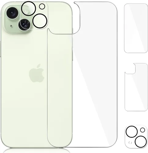 Vista 7 de [Paquete de 2] Protector de pantalla trasera para iPhone 15 Plus, protector de pantalla de vidrio templado antiarañazos y burbujas, película trasera