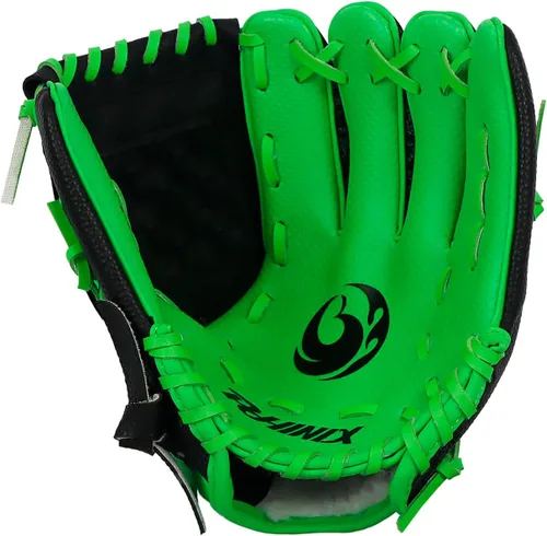 Vista 2 de PHINIX Guantes de béisbol para jugar y entrenar de 8.5 a 9 pulgadas Verde sin bola