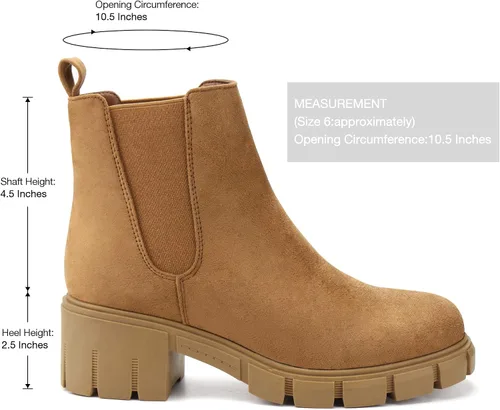 Vista 14 de starmerx Botines de plataforma para mujer, botas Chelsea elásticas, tacón medio, botines sin cordones