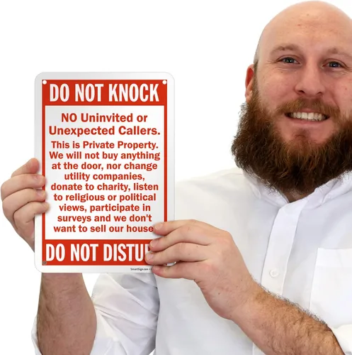 Vista 8 de SmartSign Security cartel, leyenda ""Do Not Knock - Do Not Disturb", rojo sobre blanco, Rojo sobre blanco, 1