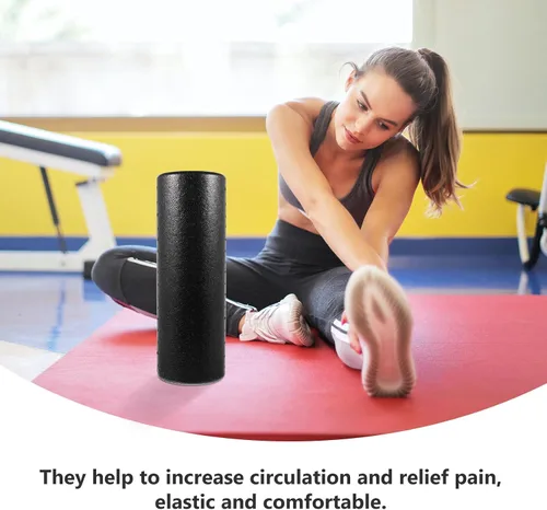Vista 9 de Rodillo de yoga de espuma de alta densidad para masaje de tejido profundo y rodillo de fitness firme muscular para aliviar la circulación, adecuado