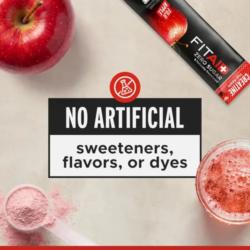 Vista 5 de FITAID - Monohidrato de creatina en polvo con CreaPure®, sabor a manzana Fuji, 14 paquetes de una sola porción, creatina pura para mujeres