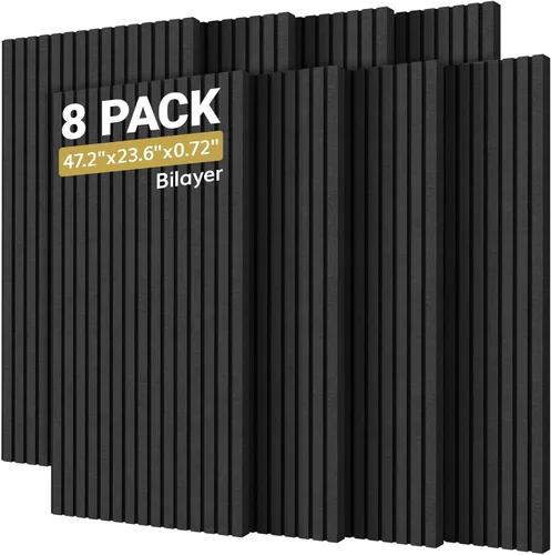 Vista 10 de TONOR Paneles de pared acústicos de doble capa autoadhesivos de alta densidad, paquete de 4 paneles de 47.2"x23.6"x0.72", paneles grandes de pared