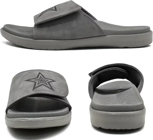 Vista 7 de KuaiLu Sandalias deportivas para hombre con cojín suave y soporte de arco para fascitis plantar, puntera abierta, ajustables, para interiores