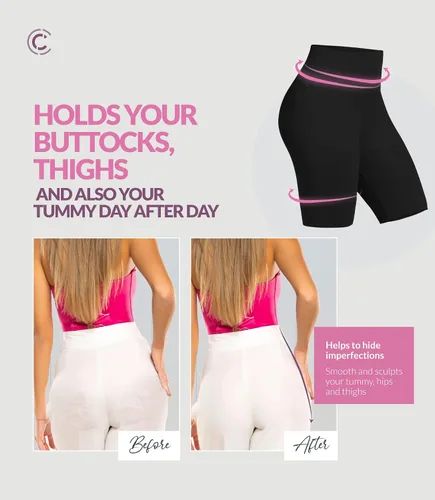 Vista 4 de CURVEEZ Pantalones cortos de compresión para mujer, Faja para mujer, compresión moderada