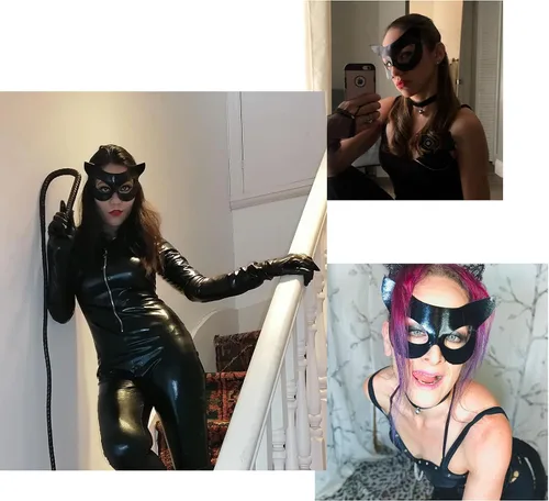 Vista 5 de DDazzling Máscara de gato para mujer, accesorio de disfraz de media cara, recuerdos de fiesta