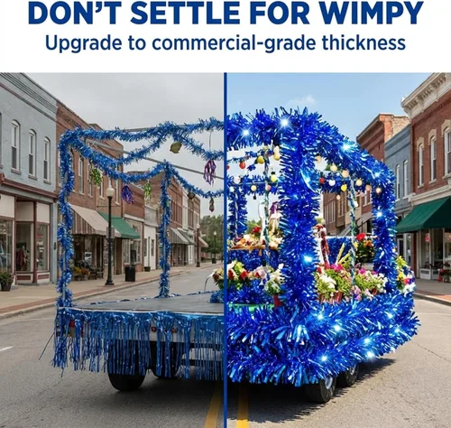 Vista 7 de TCDesignerProducts Guirnalda metálica azul, decoraciones de flotador de desfile, guirnalda de oropel, guirnalda de Navidad, decoración del hogar
