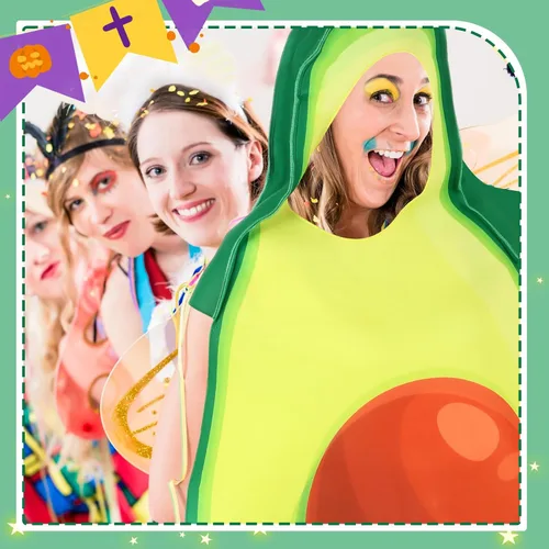 Vista 7 de Xaatren Disfraz de Halloween para mujeres y hombres, divertido disfraz de frutas y verduras para cosplay, accesorios para fiesta de Halloween