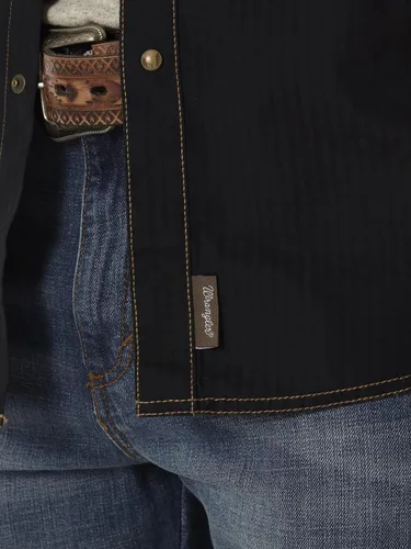 Vista 5 de Wrangler Camiseta de manga larga con dos bolsillos retro para hombre descontinuada Negro
