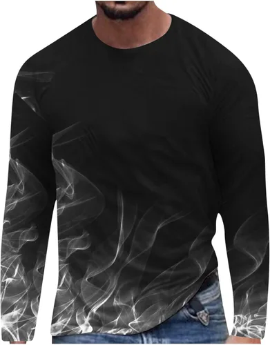 Vista 7 de Camisas casuales para hombre, de manga larga, con estampado de llama 3D, ajuste holgado, cuello redondo, sudaderas de otoño