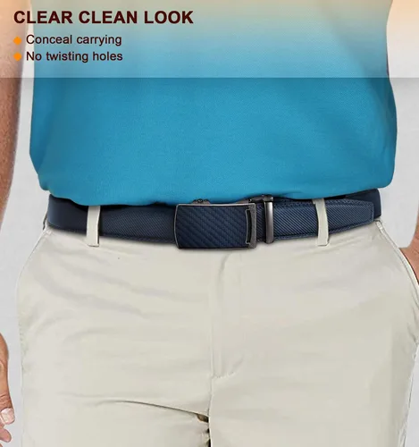 Vista 7 de KEMISANT Cinturón para hombre, correa de trinquete deslizante de cuero genuino para hombre pantalones de vestir Oxford, tamaño ajustable