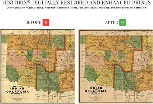 Vista 3 de HISTORIX Póster vintage de 1892 con mapa de los territorios indios y de Oklahoma, 18 x 24 pulgadas