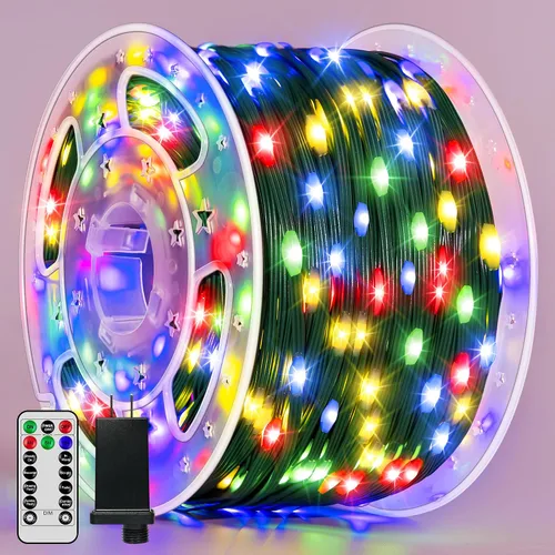 Vista 10 de BrightChristmas Luces de Navidad de 600 LED de 196 pies, tira de luces impermeables para exteriores con control remoto y temporizador, luces
