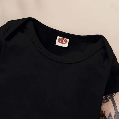 Vista 7 de LYSMuch Mameluco de algodón con manga de tatuaje para bebés, niños y niñas pequeños