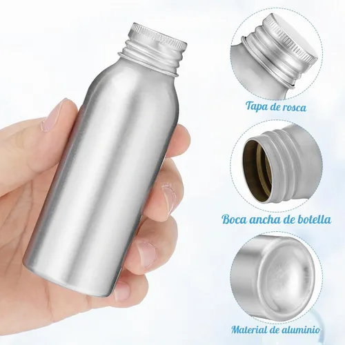 Vista 3 de Cabilock Juego de tapas de botella de aluminio de 3 botellas de aluminio recargables de 0.57 x 4.37 pulgadas con tapas de rosca a prueba de fugas