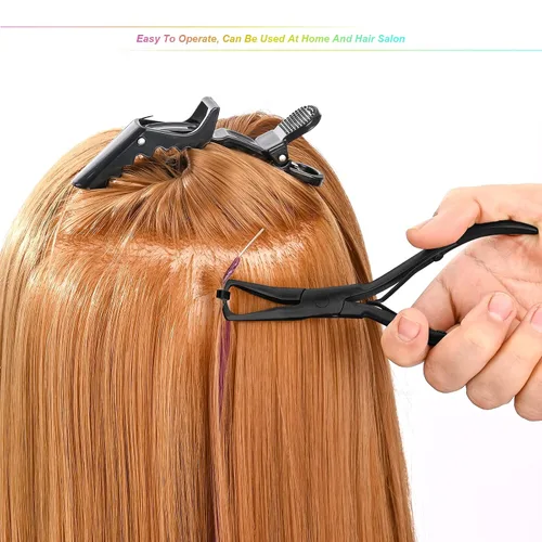 Vista 3 de Kit de herramientas para extensiones de cabello EHDIS de acero inoxidable, juego de alicates para micro enlaces de cuentas de cabello y removedor