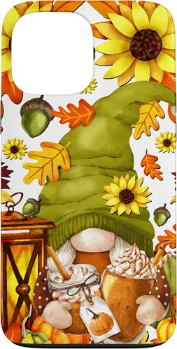Vista 22 de iPhone 15 Hello Fall Gnomo para mujer, diseño de hojas de otoño, diseño de calabaza
