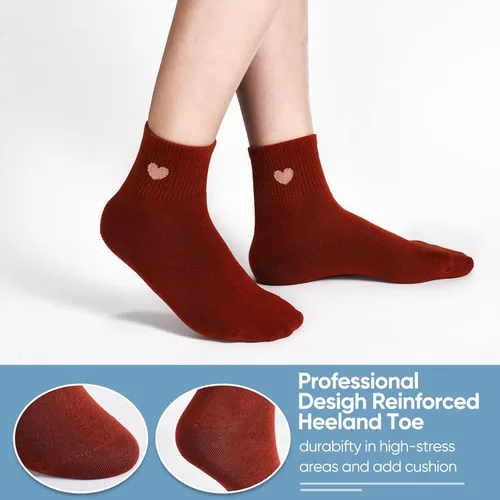 Vista 4 de Calcetines finos de algodón para mujer, calcetines suaves por encima del tobillo, 6 pares de calcetines divertidos con corazón novedoso