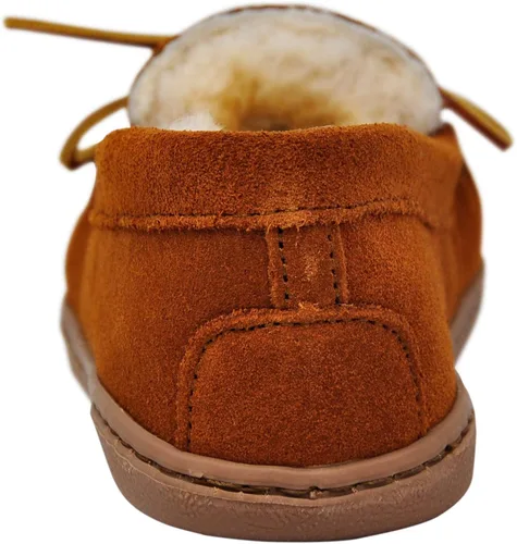 Vista 3 de Minnetonka Moc de suela dura de oveja para mujer, Tan dorado