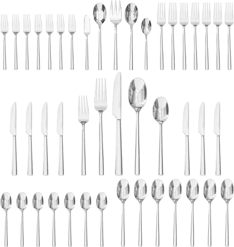 Vista 14 de Juego de cubiertos negros KINGSTONE, juego de 20 piezas de cubertería forjada de acero inoxidable premium, servicio para 4, para cocina, hogar
